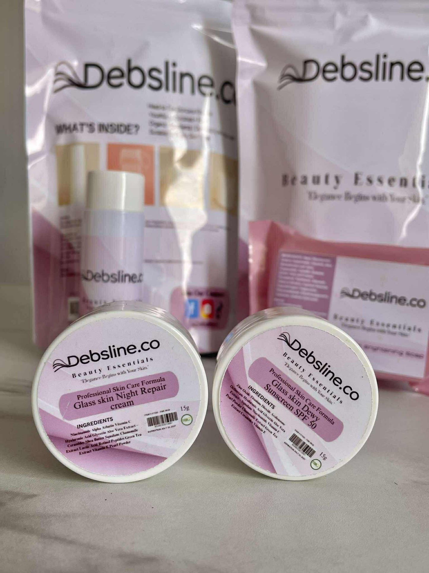 Debsline.co Beauty Essentials Glass Skin Skincare Set 4n1