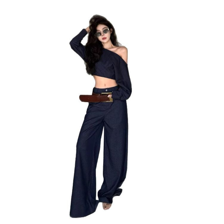 Women's Denim Top and Pants Suit