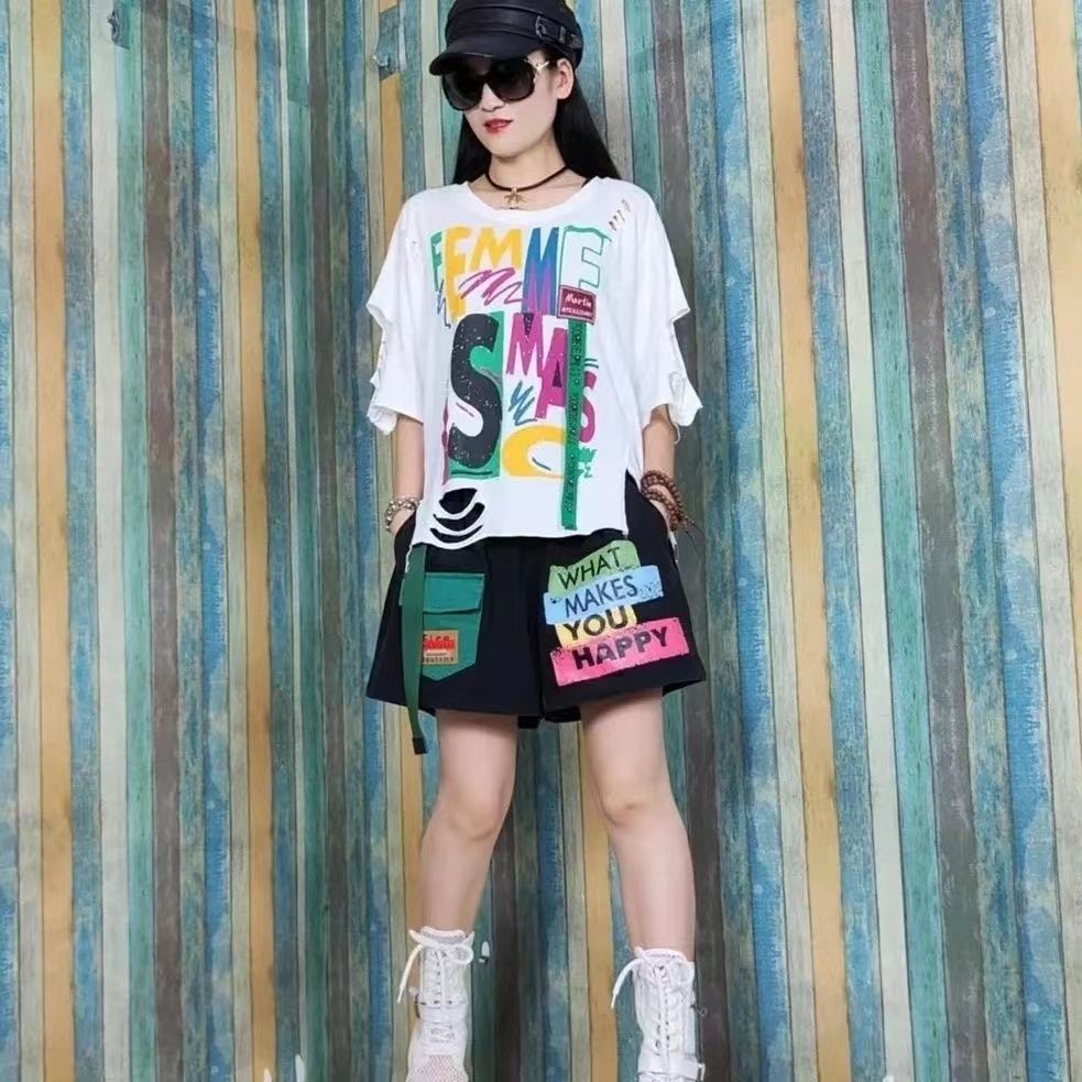 Women's Printed Casual Sport Suit Top and Shorts Set