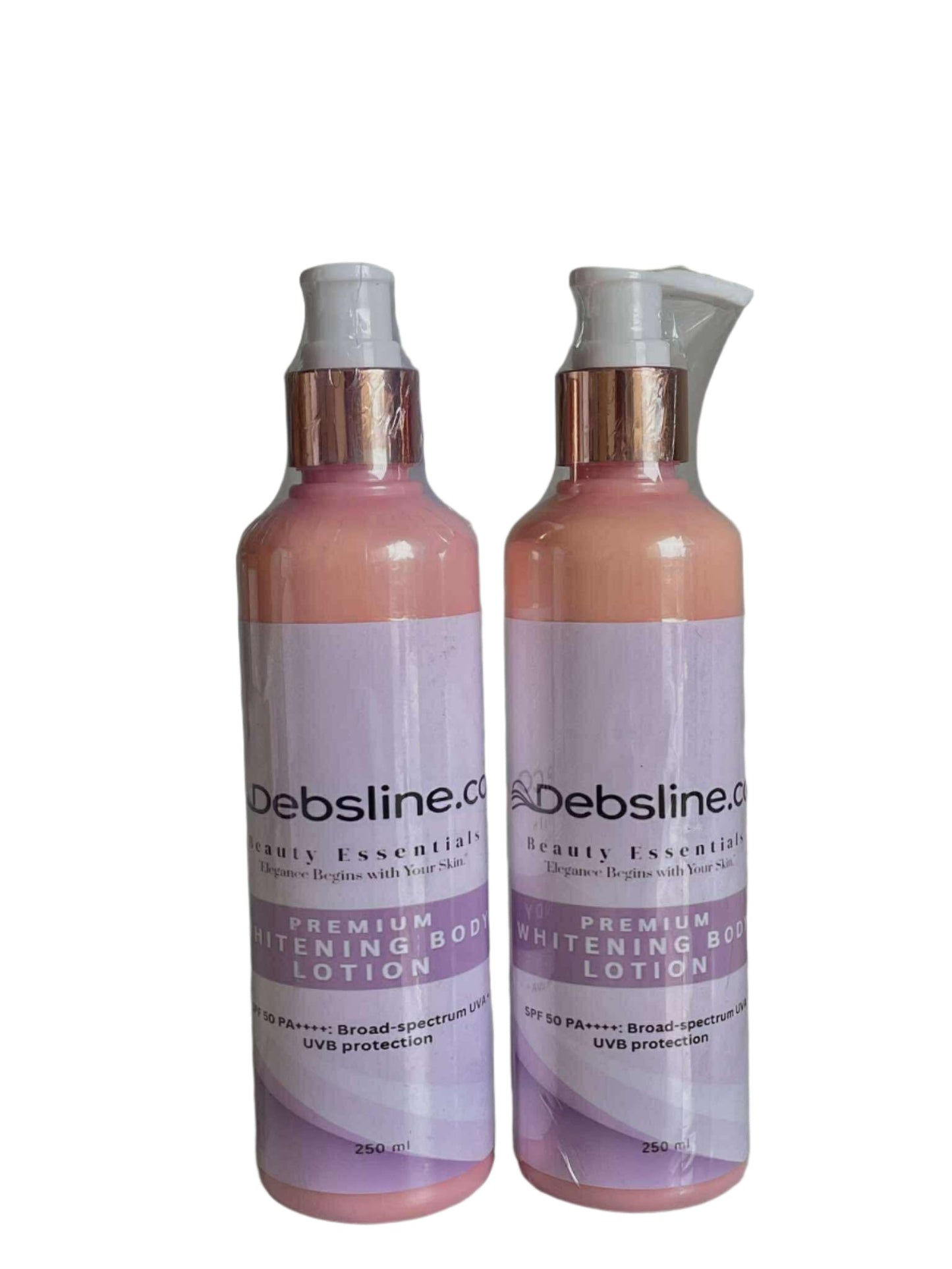 Debsline.co Premium Whitening Body Lotion SPF50 PA++++ Broad-spectrum UVA+UVB Protection 250ml