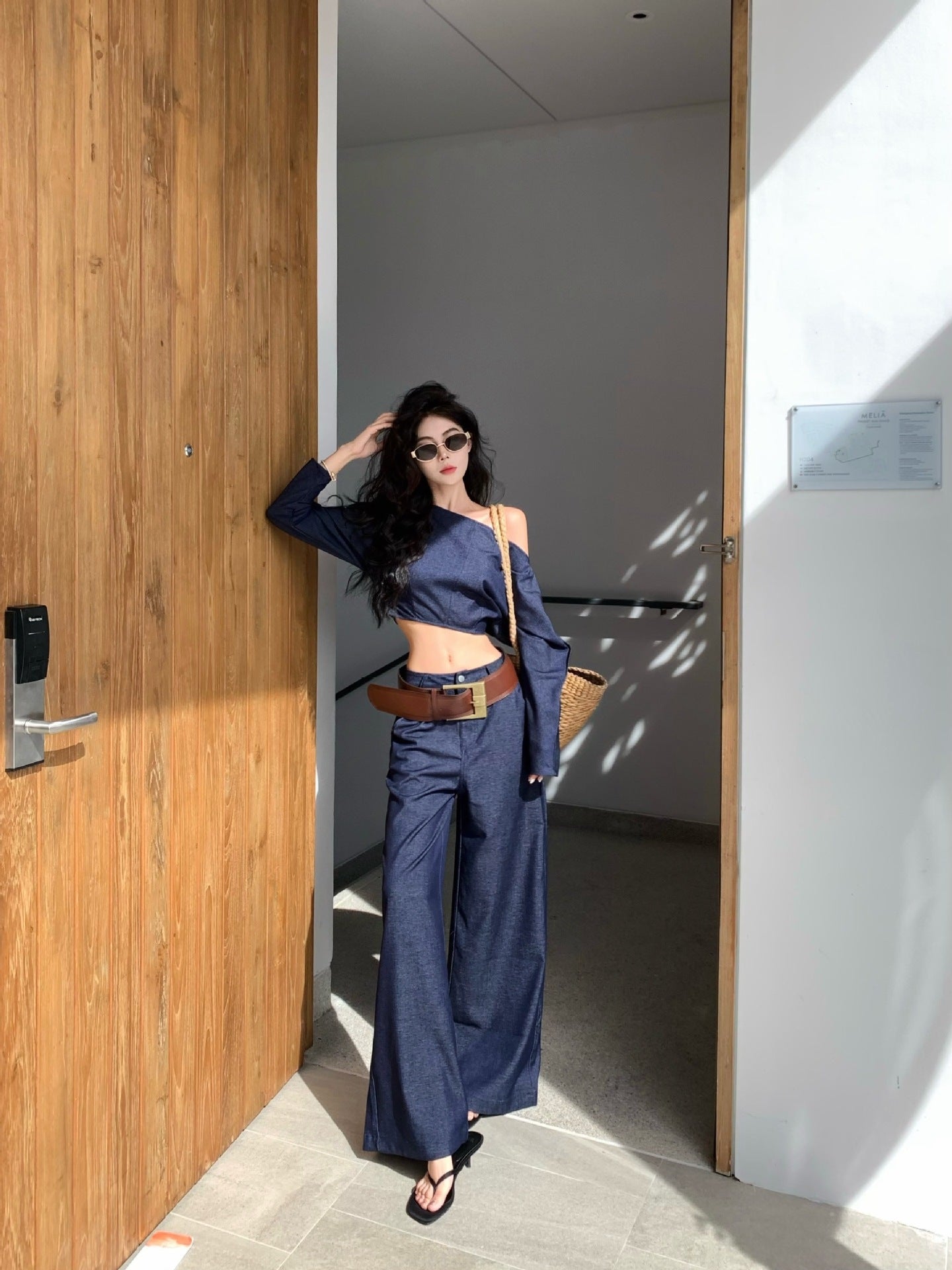 Women's Denim Top and Pants Suit