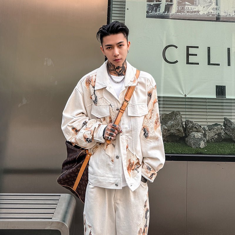 Men's niche design denim jacket pants - Debslineph