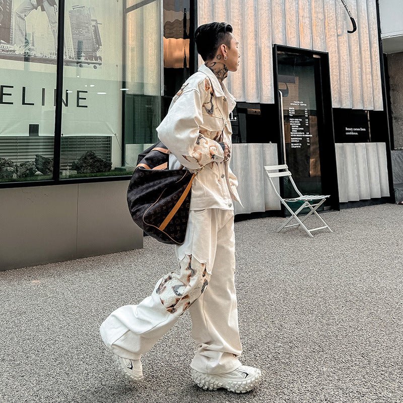 Men's niche design denim jacket pants - Debslineph