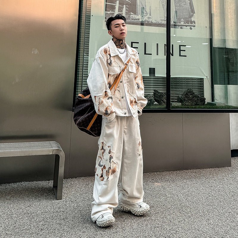 Men's niche design denim jacket pants - Debslineph