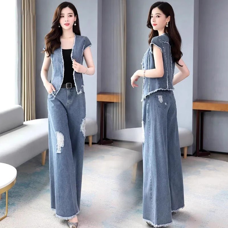Style - Enhancing Petite Wide - leg Pants Set - Debslineph