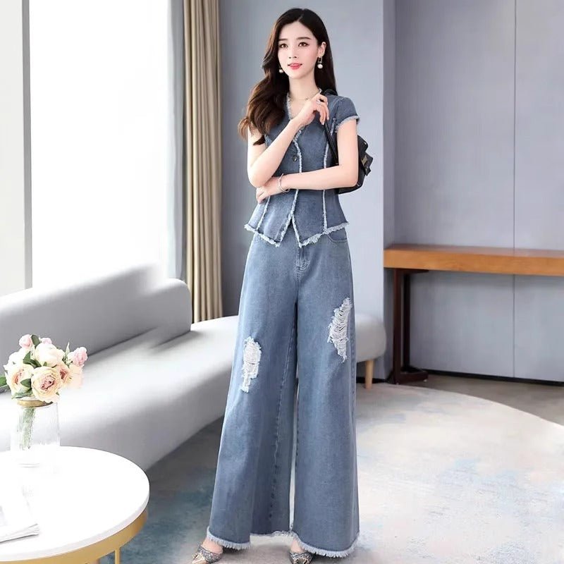 Style - Enhancing Petite Wide - leg Pants Set - Debslineph