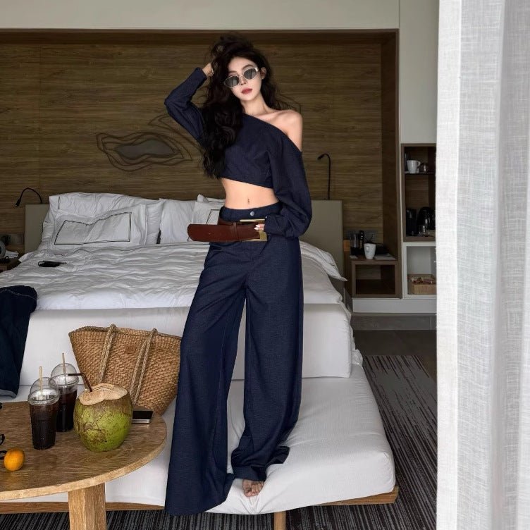 Women's Denim Top and Pants Suit - Debslineph